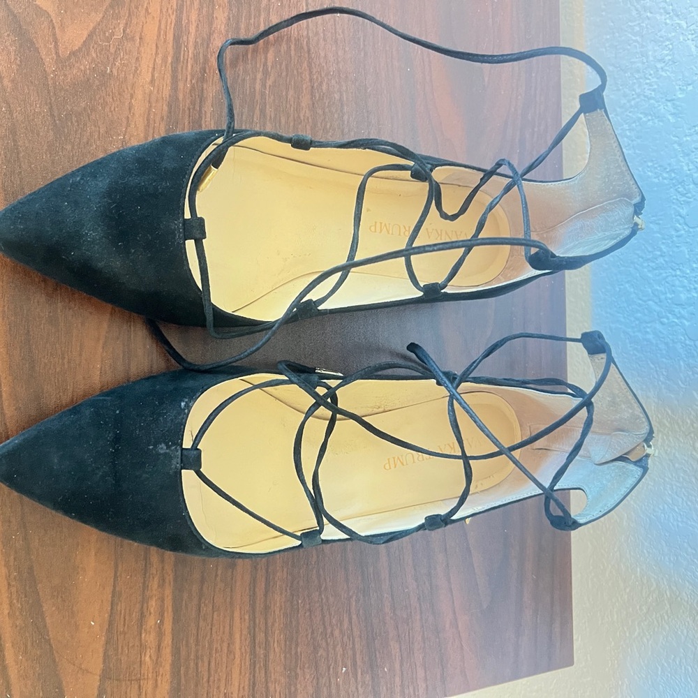 Ivanka Trump Black Lace-Up Flats